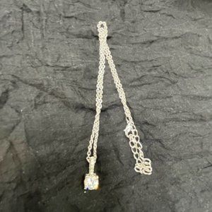 Silver toned rhinestone pendant necklace